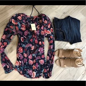 NWT LUCKY BRAND vintage floral print long sleeve